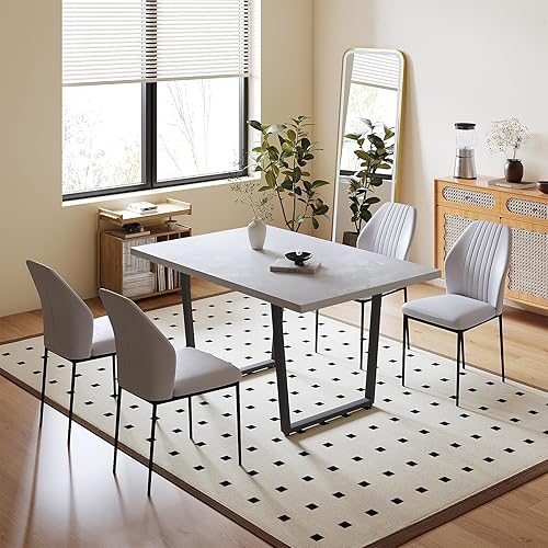 Miniatura 12 de Juego de mesa de comedor de 5 piezas, mesa de cocina moderna de 42.9 pulgadas y sillas de comedor de cuero para cocina y comedor (mesa + 4 sillas