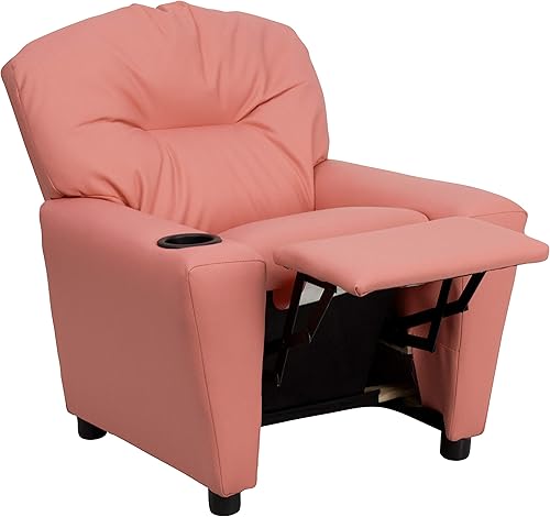 Miniatura 184 de Flash Furniture Chandler LeatherSoft - Silla reclinable para niños con portavasos y reclinable de seguridad, silla reclinable contemporánea para
