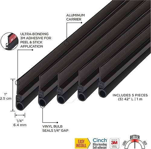 Miniatura 2 de M-D Building Products 43305 - Sello de puerta de cincha de 42 pulgadas, color marrón, 5 piezas