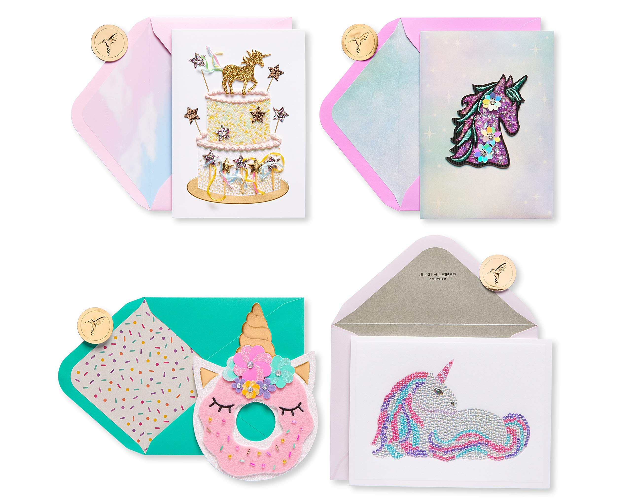 PapyrusBirthday Card Assortment, Rainbow Unicorns (4-Count)