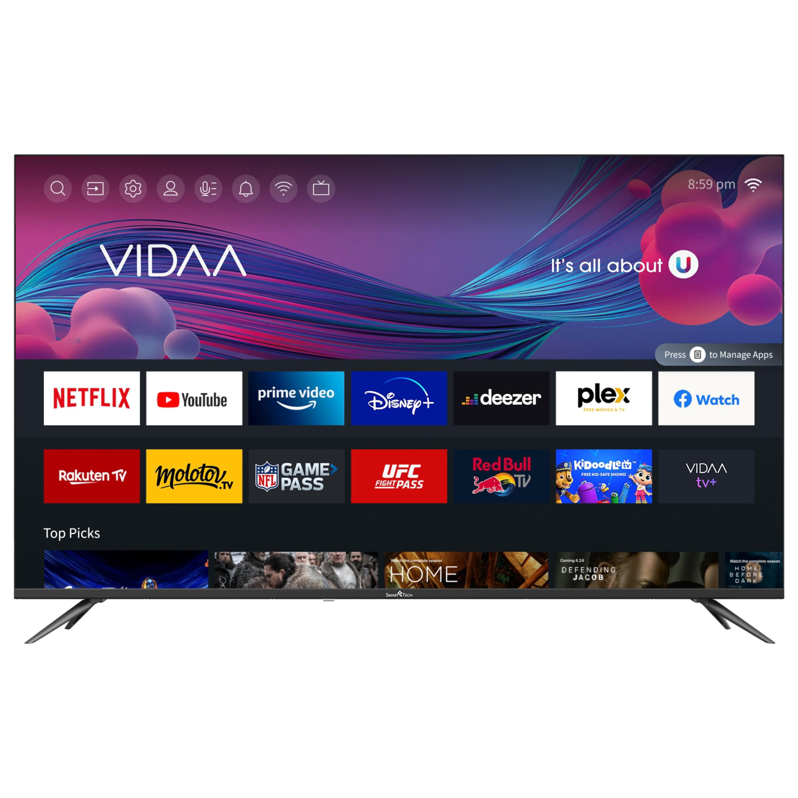Smart Tech TV LED 4K UHD 55' (139cm) 55UV10V1 VIDAA 3xHDMI 2xUSB Store Mode Hotel Mode 55 Zoll – Bild 4