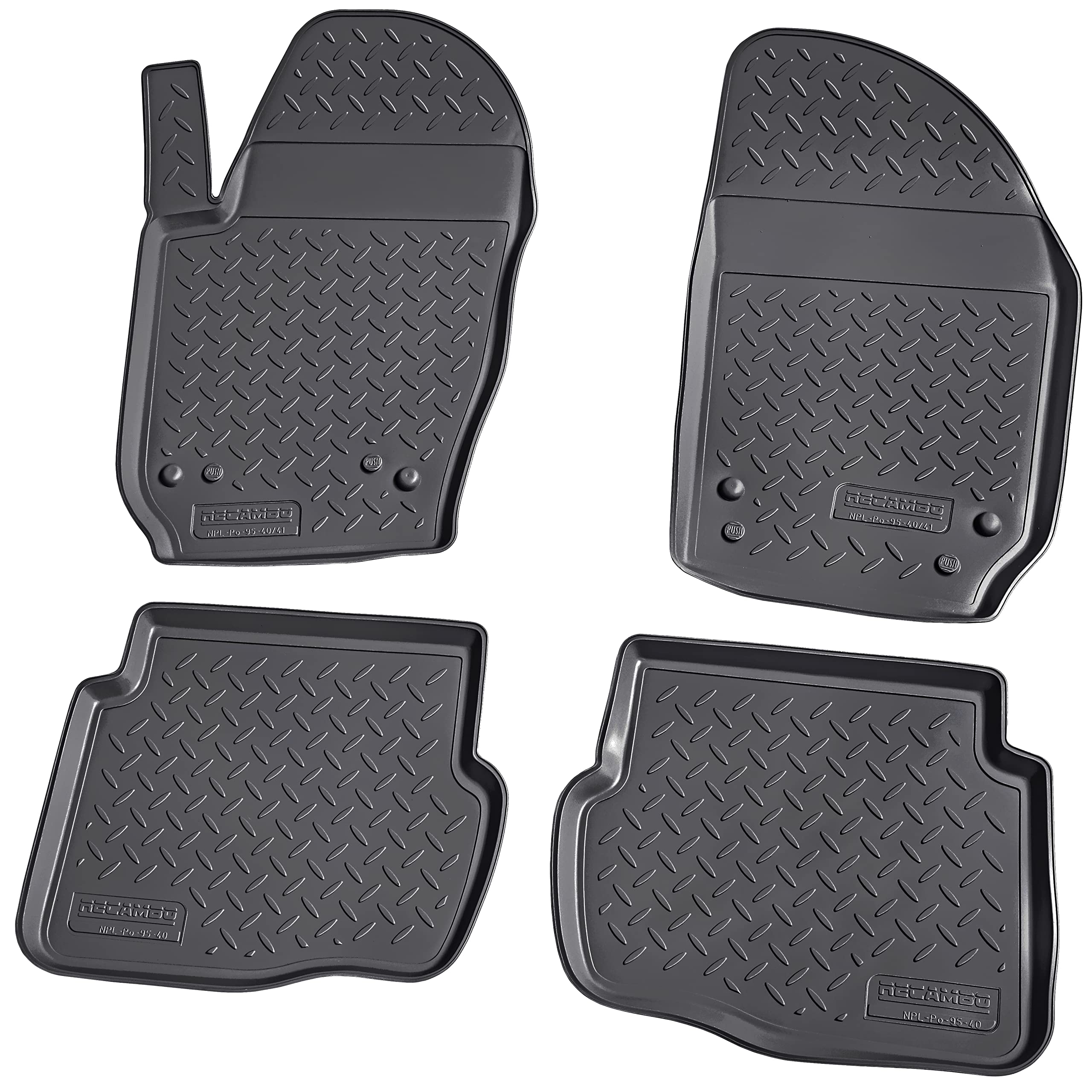 Recambo Alfombrillas de goma 3D compatibles con Seat Cordoba | Ibiza | 6L | 2002 2008 | alfombrillas de goma para coche | ajuste perfecto | con borde | color negro