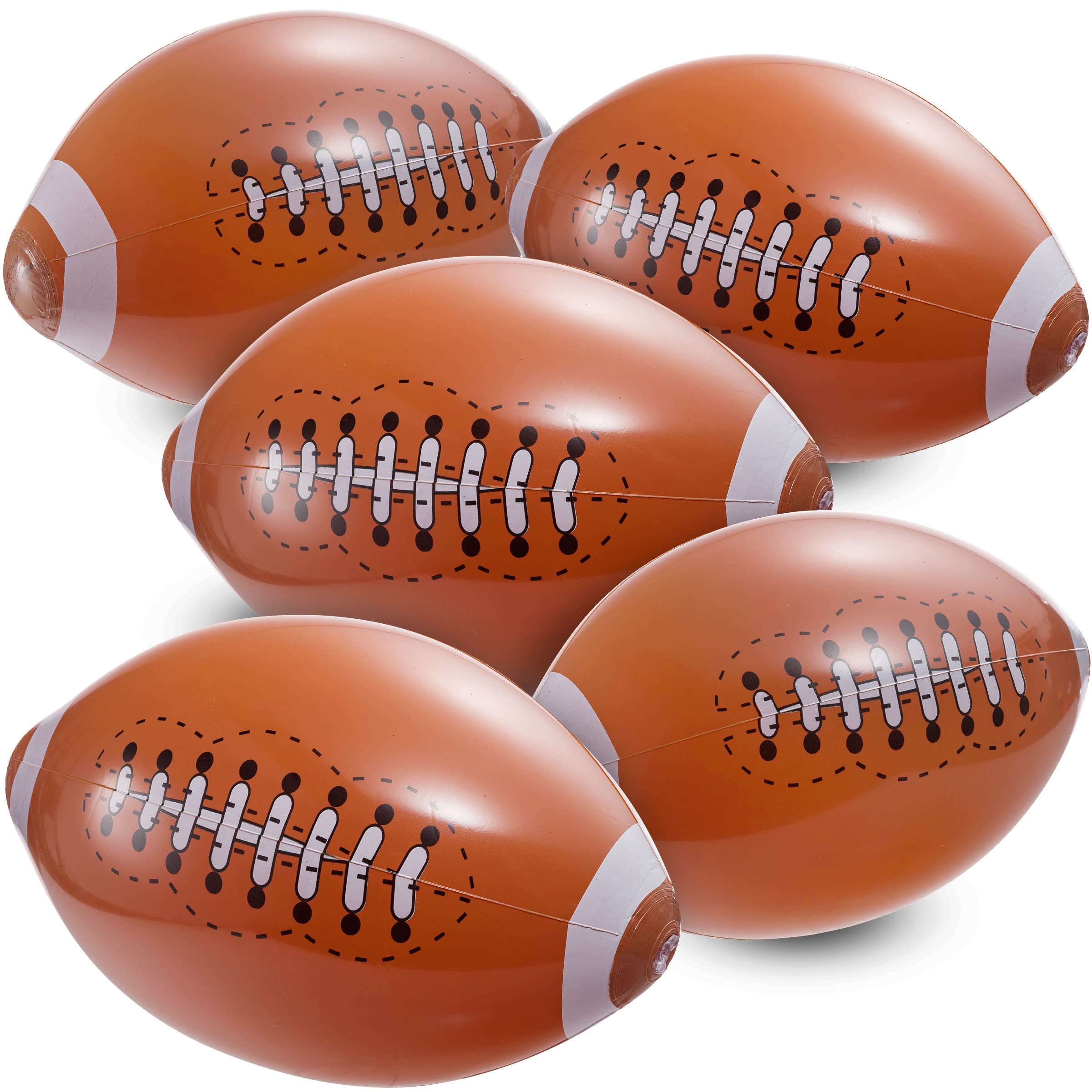 Bedwina 12-Pack 16" Inflatable Footballs for Football Party Decorations & Party Favors – Blow-Up Sports-Themed Beach Balls for Game Day & Birthday Supplies, Goodie Bag Stuffers