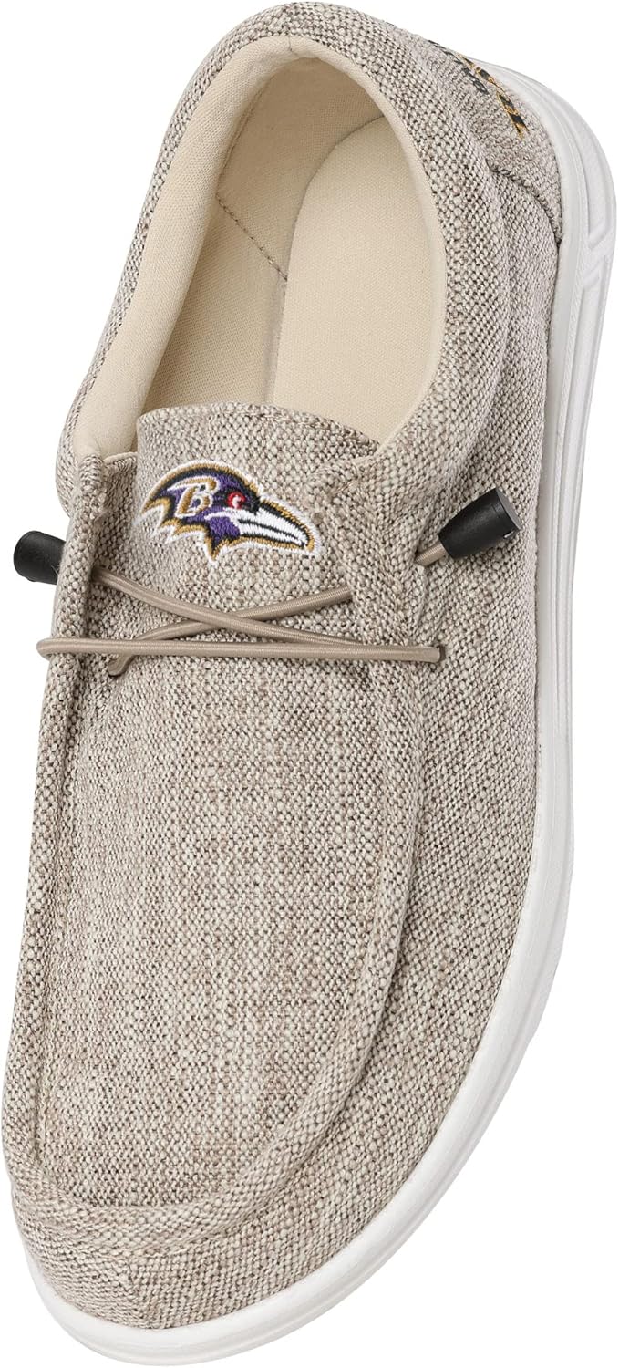 FOCO Men's NFL Team Logo Lightweight Loafers Lace Up Cotton Knit Shoes