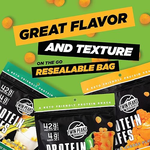 Miniatura 4 de TWIN PEAKS - Proteína en polvo baja en carbohidratos para dietas cetogénicas Paquete en combo, Margherita Pizza, Barbacoa Mesquite, Queso Nacho,