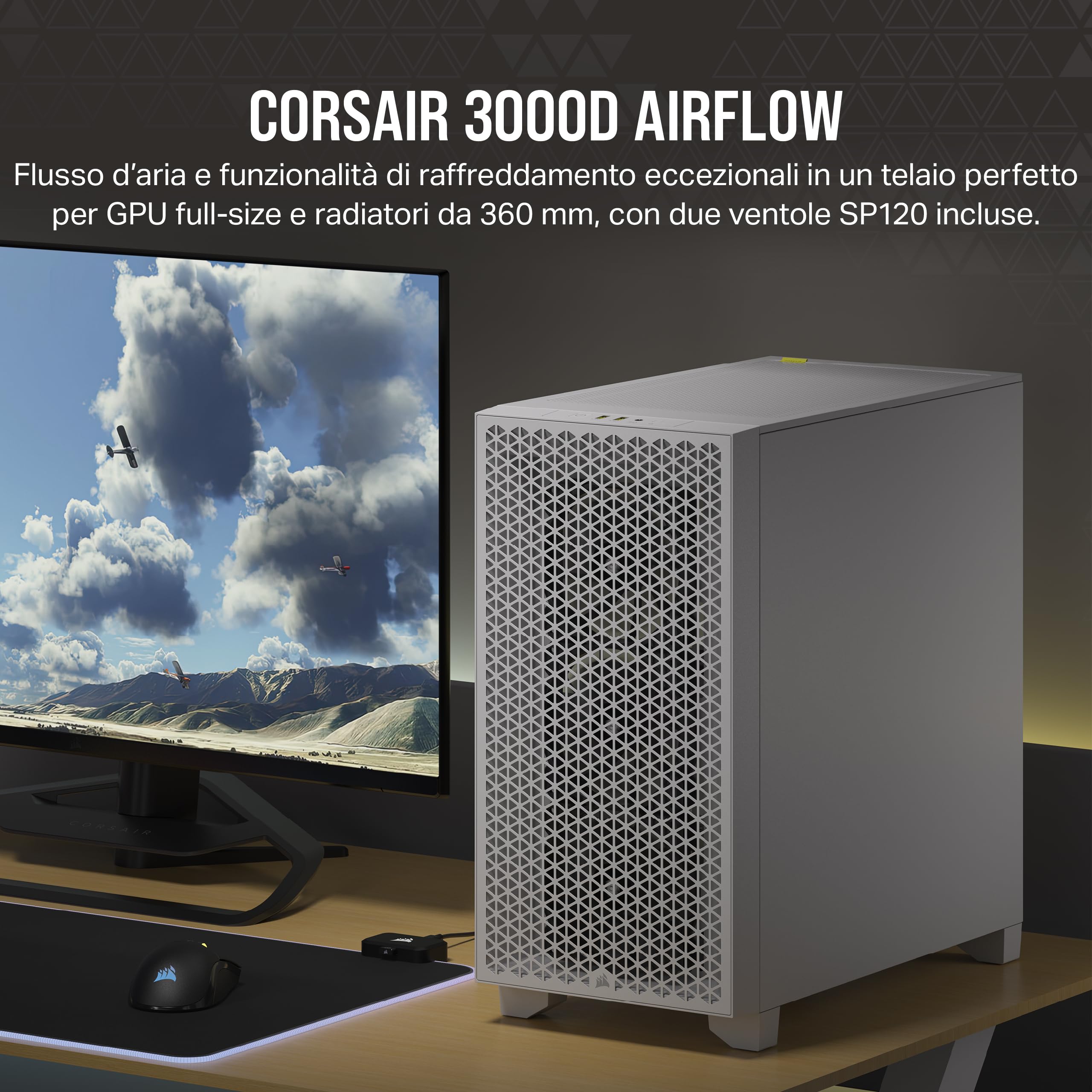 Corso 3000D Airflow PC Case - Ventilazione Elevata - Fino a 8 Fan 120mm - Dettaglio