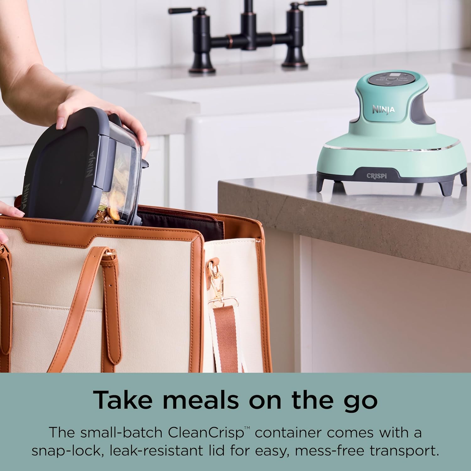 Ninja Crispi 4-in-1 Portable Glass Air Fryer Cooking System, 4 QT & 6 Cup Glass Containers with Storage Lids, Easy Meals, Microwave, Freezer & Dishwasher Safe, Air Fry, Bake, & More, Mint, FN101MT 81KLaBefBLL. AC SL1500