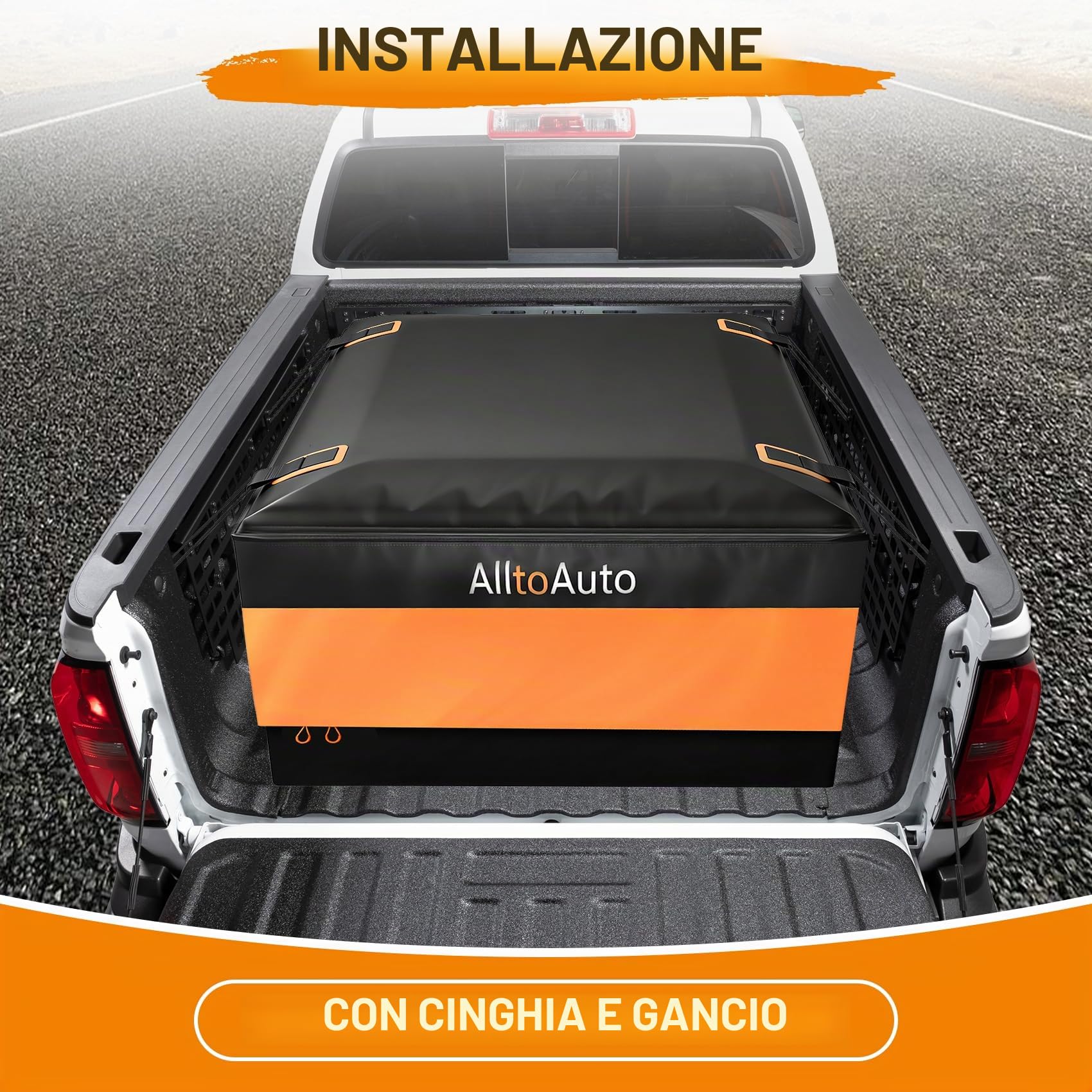 Borsa da carico per camion XL, 100% impermeabile 600D resistente, adatta a qualsiasi camion (158 x 122 x 55 cm) 35 piedi cubi, semplice e comoda da installare | PVC resistente 600D con cuciture incollate a caldo e cerniera su 3 lati con 4 corde elastiche,