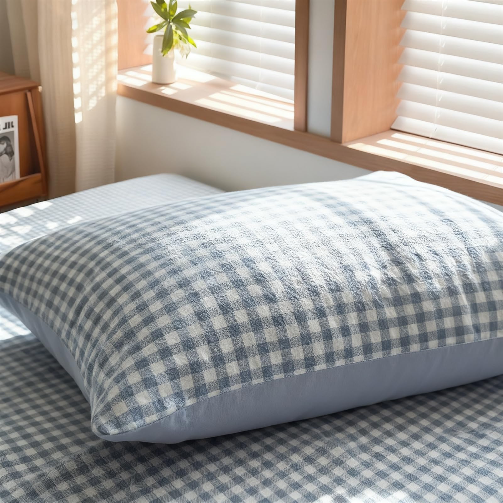 GIBZ Taie d'oreiller en Coton Lot de 2 Taie Oreiller Lavables en Machine Format Housse Coussin Vert 3 48x74cm