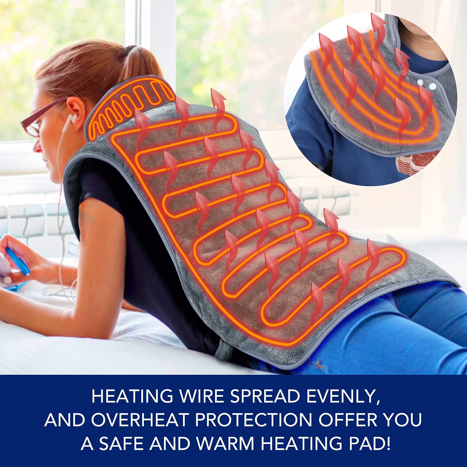 Buy Electric Heating Pad, Neck Shoulder and Back Heating Wrap, 24 x 39