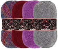 Vista 56 de JubileeYarn Mohair Elixir Yarn - 50g/ovillo Mezcla de lana para bebé - Azul Laguna - 4 ovillos