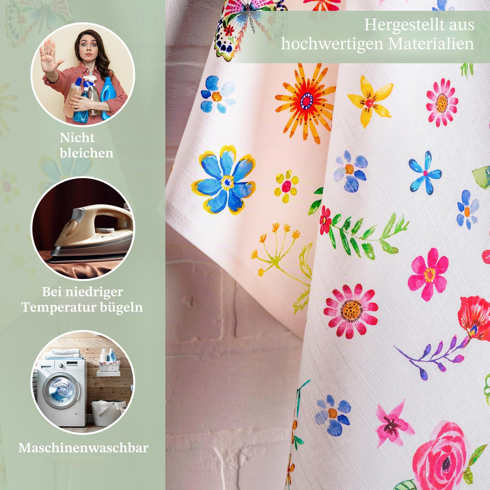 Maison d'Hermine Happy Florals- 2 Sweety 100% Baumwolle Set von 3 Multi-Purpose Küchenhandtuch weiche absorbierende Geschirrtücher | Bar Handtücher | Frühling/Sommer (50 cm X 70 cm)