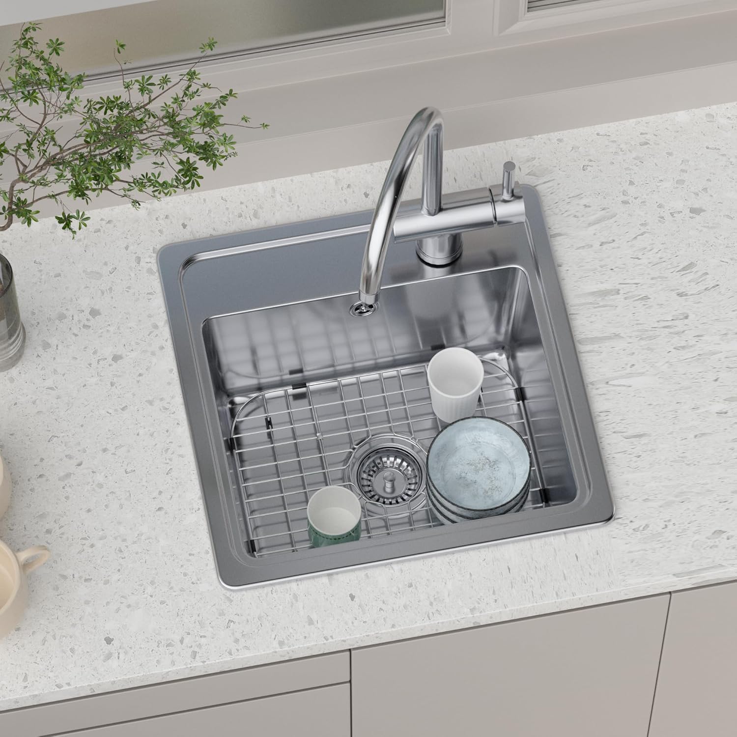 Kitchen Sink Grid Protector,Stainless Steel Sink Grate 18"L X 13.5"W,Metal Sink Protector for Kitchen Sink with Center Drain,Large Sink Rack for Single Bowl,1 Pack