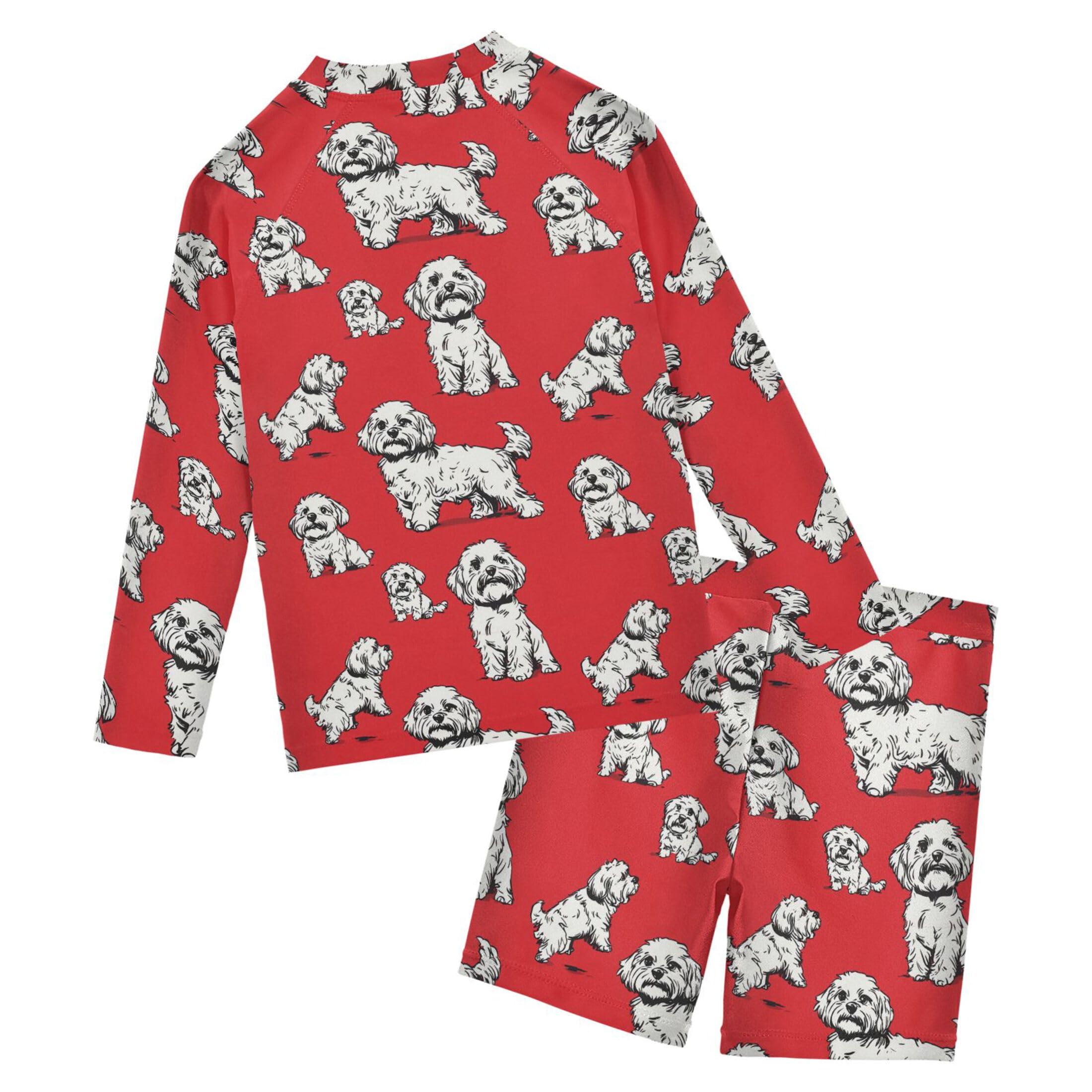 Cute Dog Puppy Pug Baby Boys' Toddler Long Sleeved Rashguard Swim Bathing Suit Set B0404115