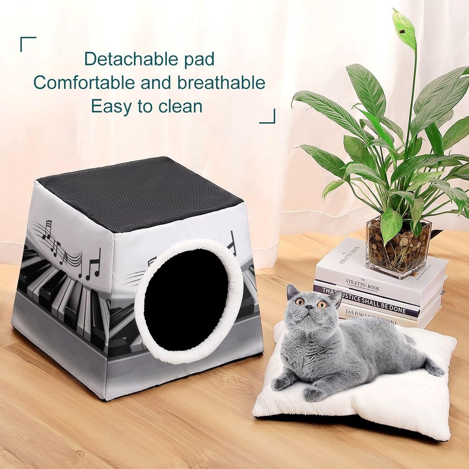 Pet Sleeping Nest Bed, Piano Music Symbol Printed Dog House Cat Nest, Winter Pet House are Suitable for Most Cats, Dogs, and Other Small Pets