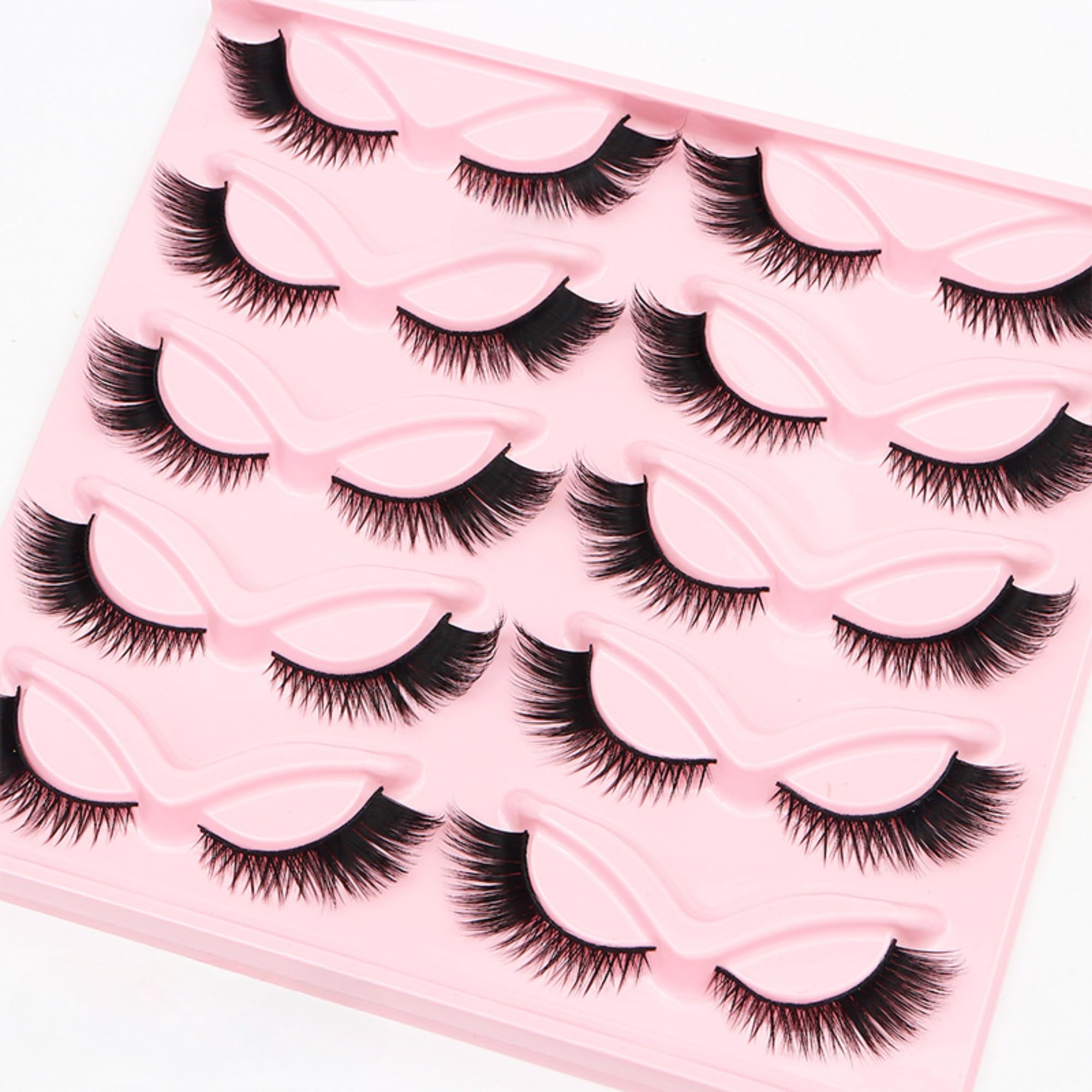 10 Pairs Eyelashes Half Lashes Eyelash Extensions Natural Look Cat Eye Lashes, False Eyelashes Faux Mink 3D Lashes Fake Eyelashes Corner Lashes, Short Accent Wispy Lashes Fake Eye Lash Extensions