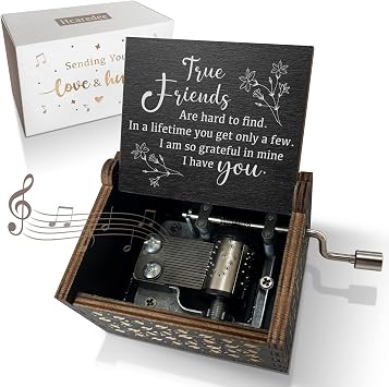 True Friendship Gifts for Women Female You are My Sunshine Wooden Music Box-True Friends are Hard to Find,I am so Grateful in Mine I Have You Keepsake Box for FriendsBlack