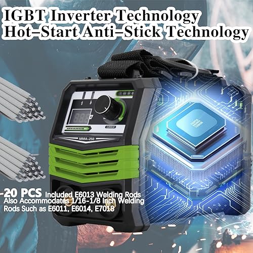 Miniatura 4 de Máquina de soldar, 20 varillas soldadora de 110 V 250 A, soldador portátil, mini soldador de arco MMA para el hogar con pantalla digital, inversor