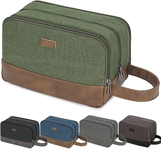 WANDF Large Water-Resistant Travel Toiletry Bag for Men - Hanging Dopp Kit with Dry/Wet Separation & Organized Pockets (Green)