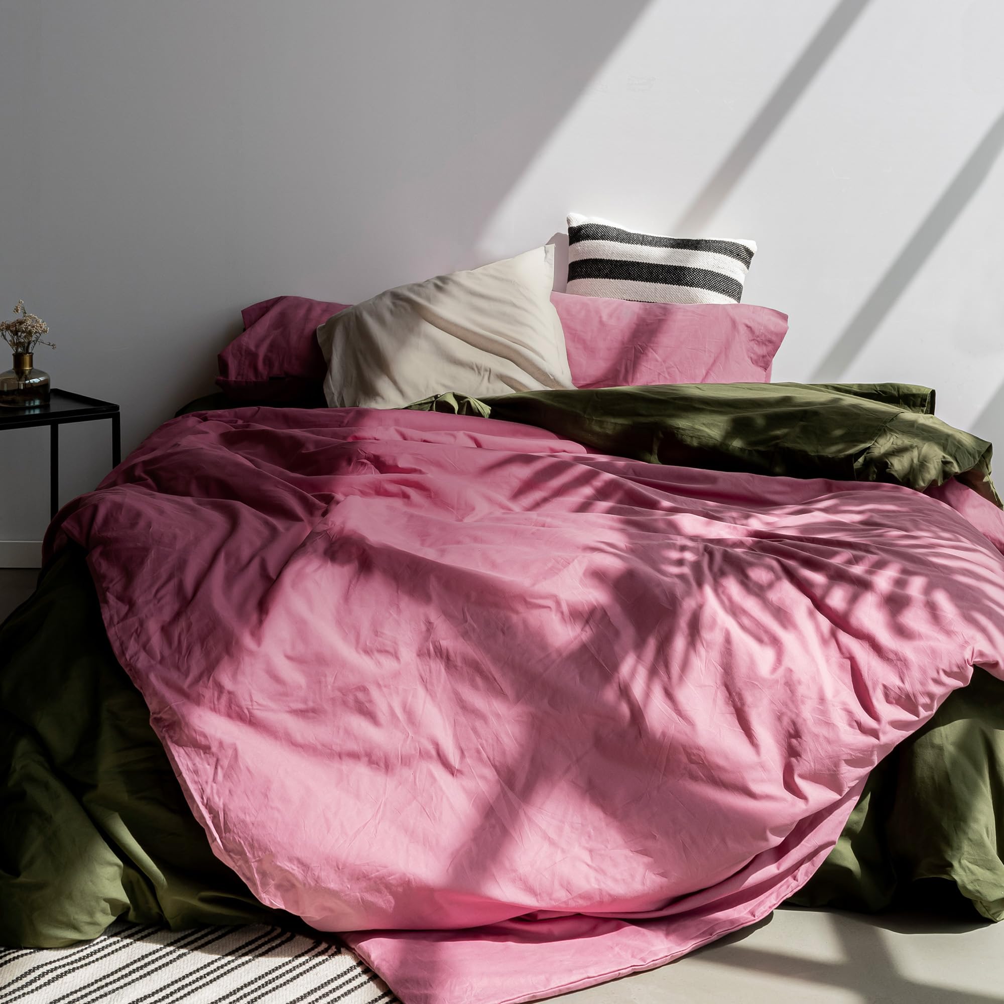 Housse de couette lit 90 magenta parure de lit 155x220 unie