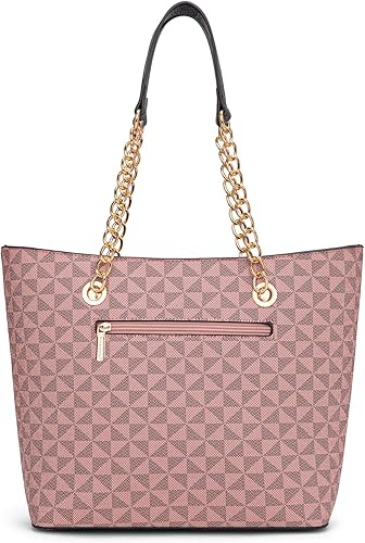 Vista 51 de Montana West Bolso de mano para mujer con asa superior con cadena Gris/Negro,M Café,M Deep Rose Rojo,verde, (M Green),Beige,Monograma