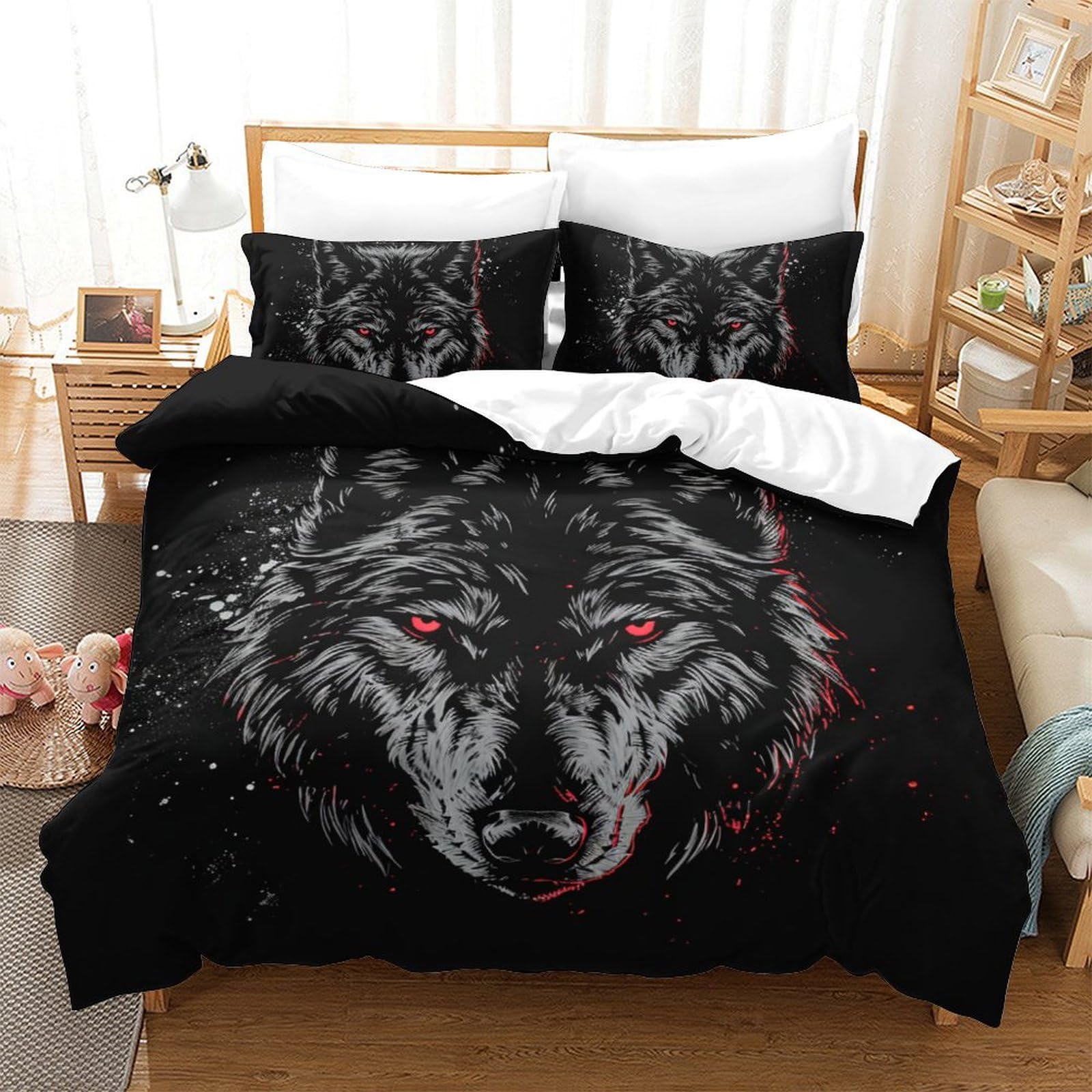 Housse de couette loup 3D microfibre de qualité supérieure King 220x240