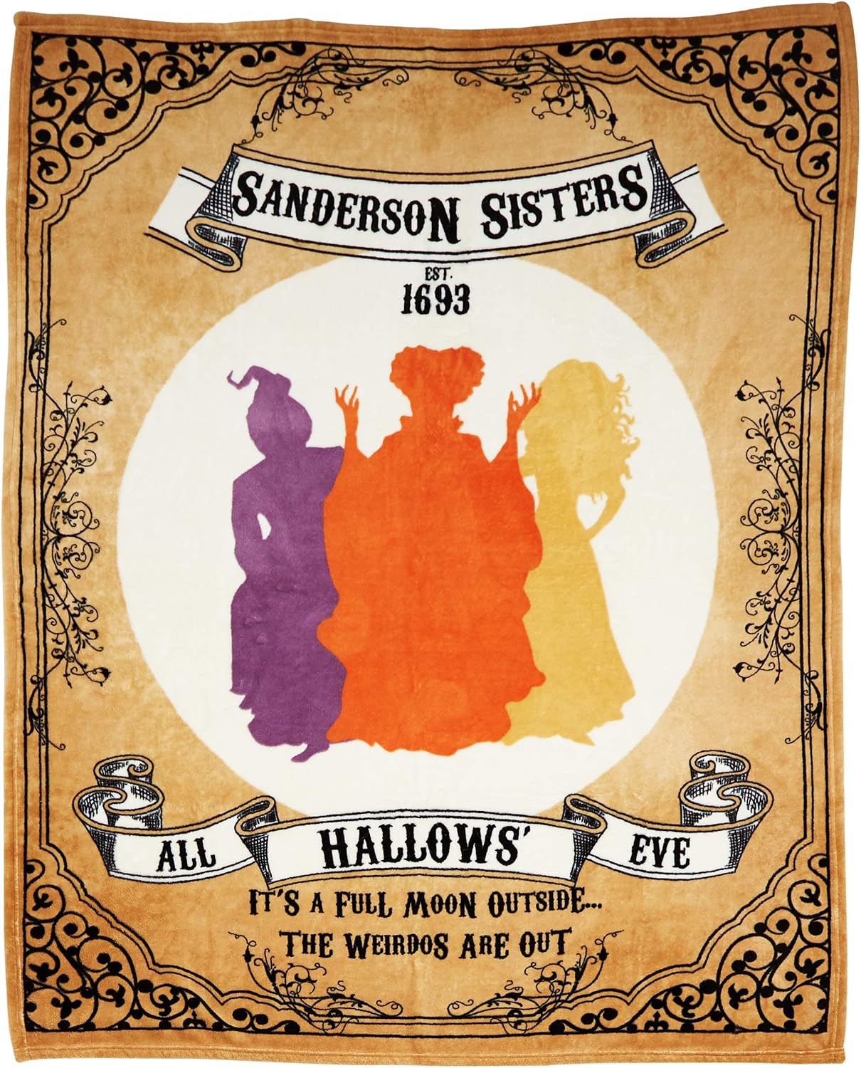 Spirit Halloween Sanderson Sisters Fleece Blanket - Hocus Pocus, Multicolor