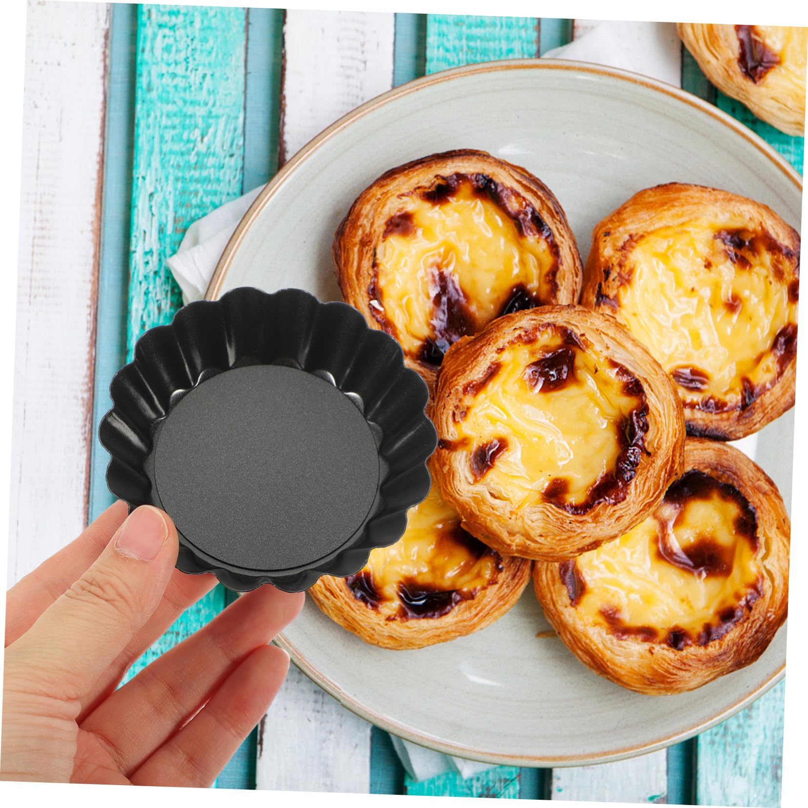 8 piezas Molde para Tartas Acero Resistente al Calor Antiadherente Mini Bandejas para Horno para Tartaletas y Cupcakes Pequeños