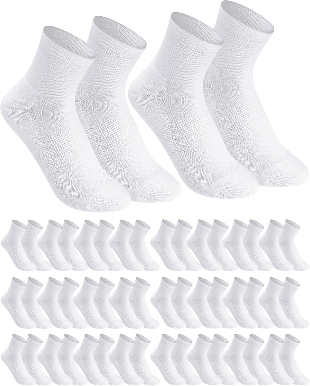 30 Pack Cotton Men Athletic Ankle Socks Bulk Moisture Cushioned Wicking Quarter Sports Socks for Men Women