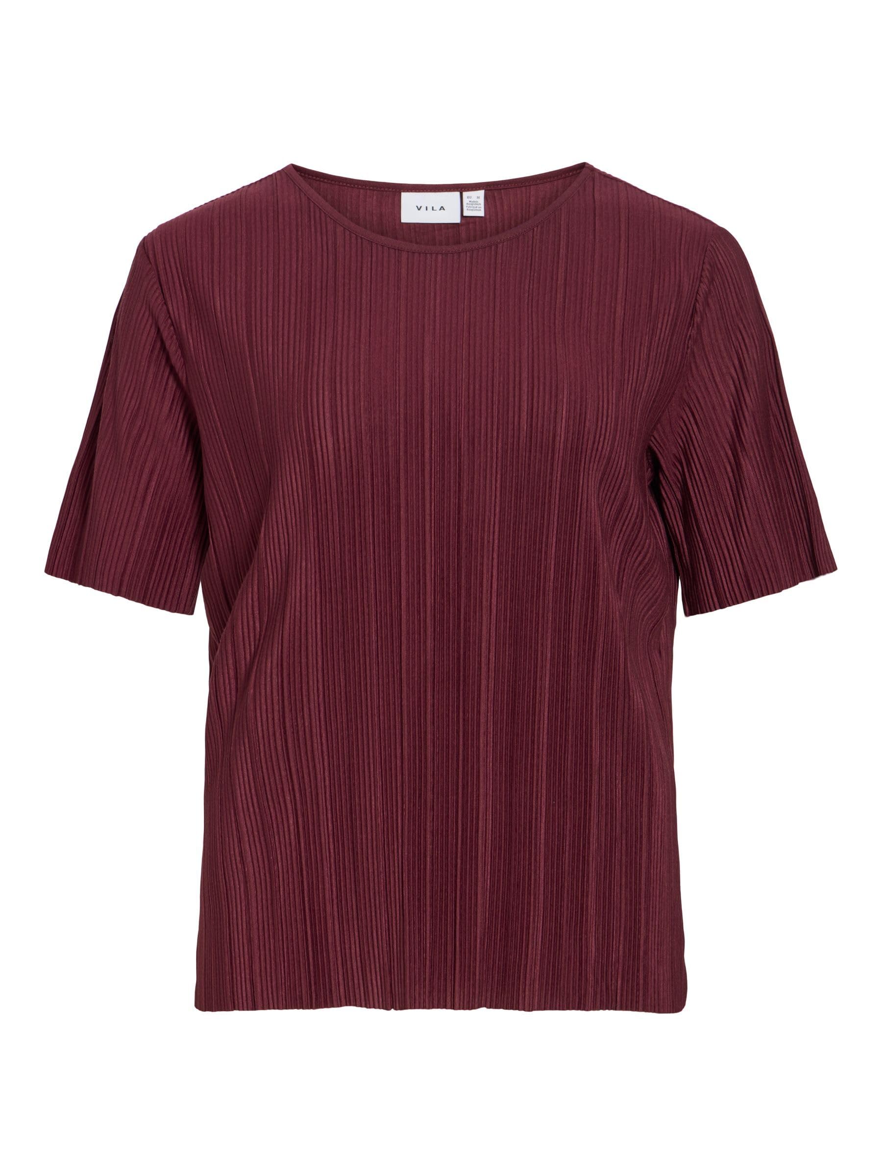 Vila Female Oberteil mit kurzen Ärmeln VIPLISA Plissierter | Short Sleeved Top