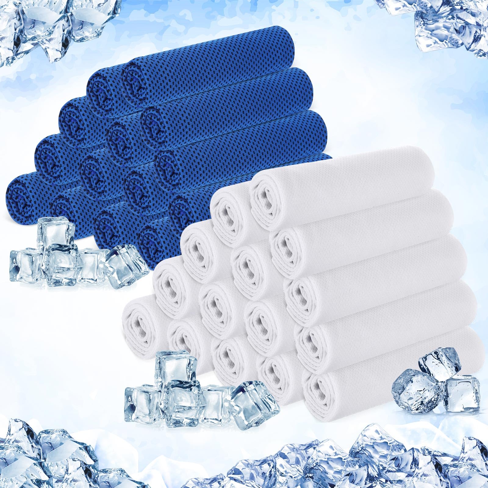Paquete de 30 Toallas refrescantes de 40 x 12 Pulgadas, Reutilizables para el Cuello, Ideales para Deportes, Gimnasio, Correr, Golf, Yoga, Ciclismo, Actividades al Aire Libre y cli