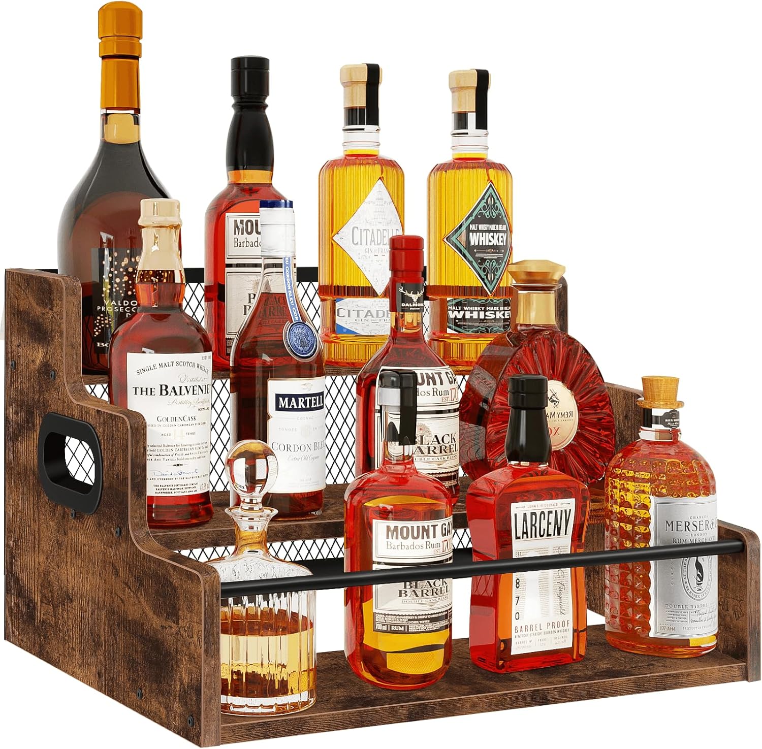 Homode Liquor Bottle Display Shelf, 3 Step Coffee Syrup Rack Organizer, Countertop Liquor Wine Rack, Mini bar, Liquor Cabinet, Home Retro Bar Shelf Stand for Whiskey Alcohol Drink Homode Liquor Bottle Display Shelf, 3 Step Coffee Syrup Rack Organizer, Countertop Liquor Wine Rack, Mini bar, Liquor Cabinet, Home Retro Bar Shelf Stand for Whiskey Alcohol Drink