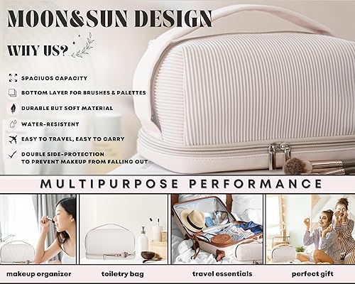 Miniatura 5 de MOON&SUN DESIGN Estética 2023  Bolsa de maquillaje extragrande  Artículos esenciales de viaje para mujeres  Bolsa de maquillaje de viaje