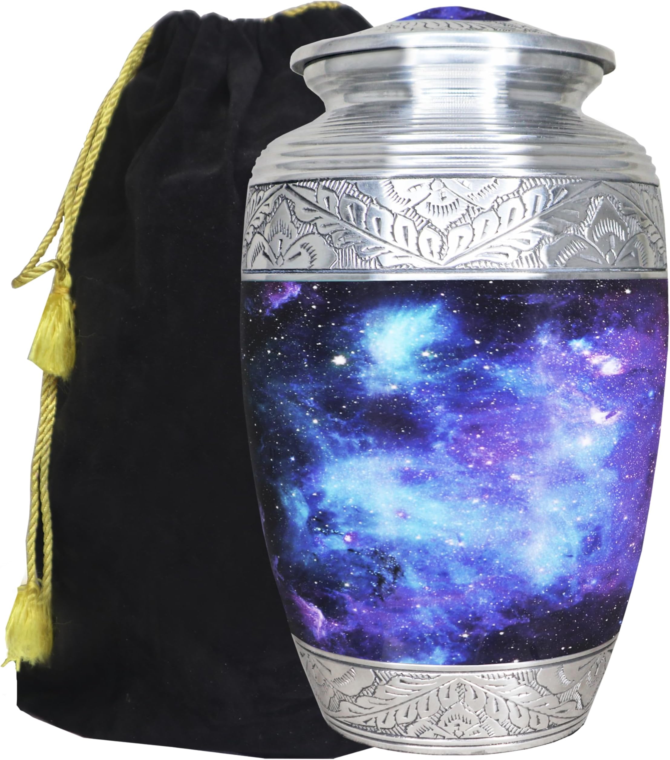 M MEILINXU Blue Urns for Human Ashes, Large Cosmic Galaxy Urn for Adult Men | Cosmic Urns for Ashes Women, Blue Cremation Funeral Urn, Burial Memorial, Cremated Remains, Home, Niche or Columbarium
