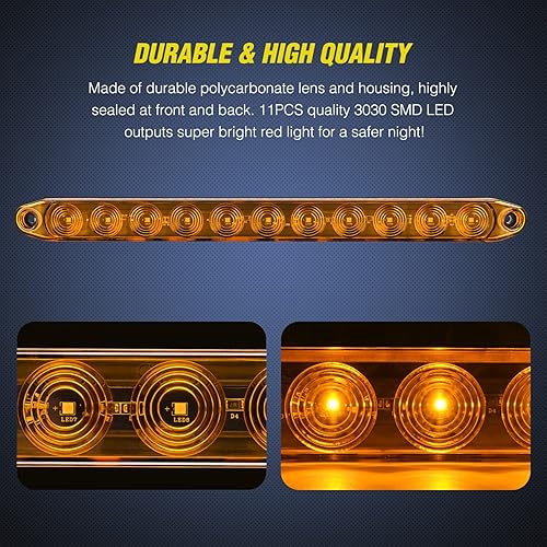 Miniatura 4 de Nilight Barra de identificación de marcador de remolque de 16 pulgadas, 2 piezas, 11 luces LED ámbar, señales de giro, luz trasera, cumple con DOT,