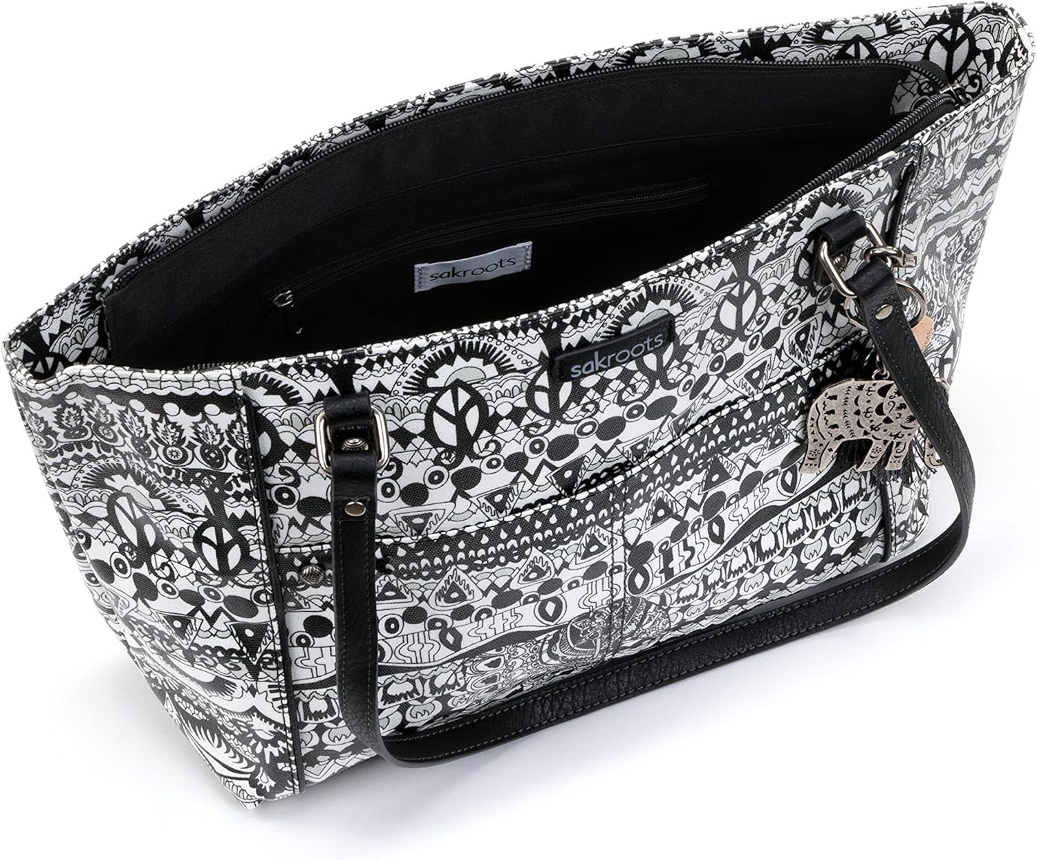 Sakroots Womens Metro Tote Bag In Cotton Canvas, Large & Roomy With Zip Closure