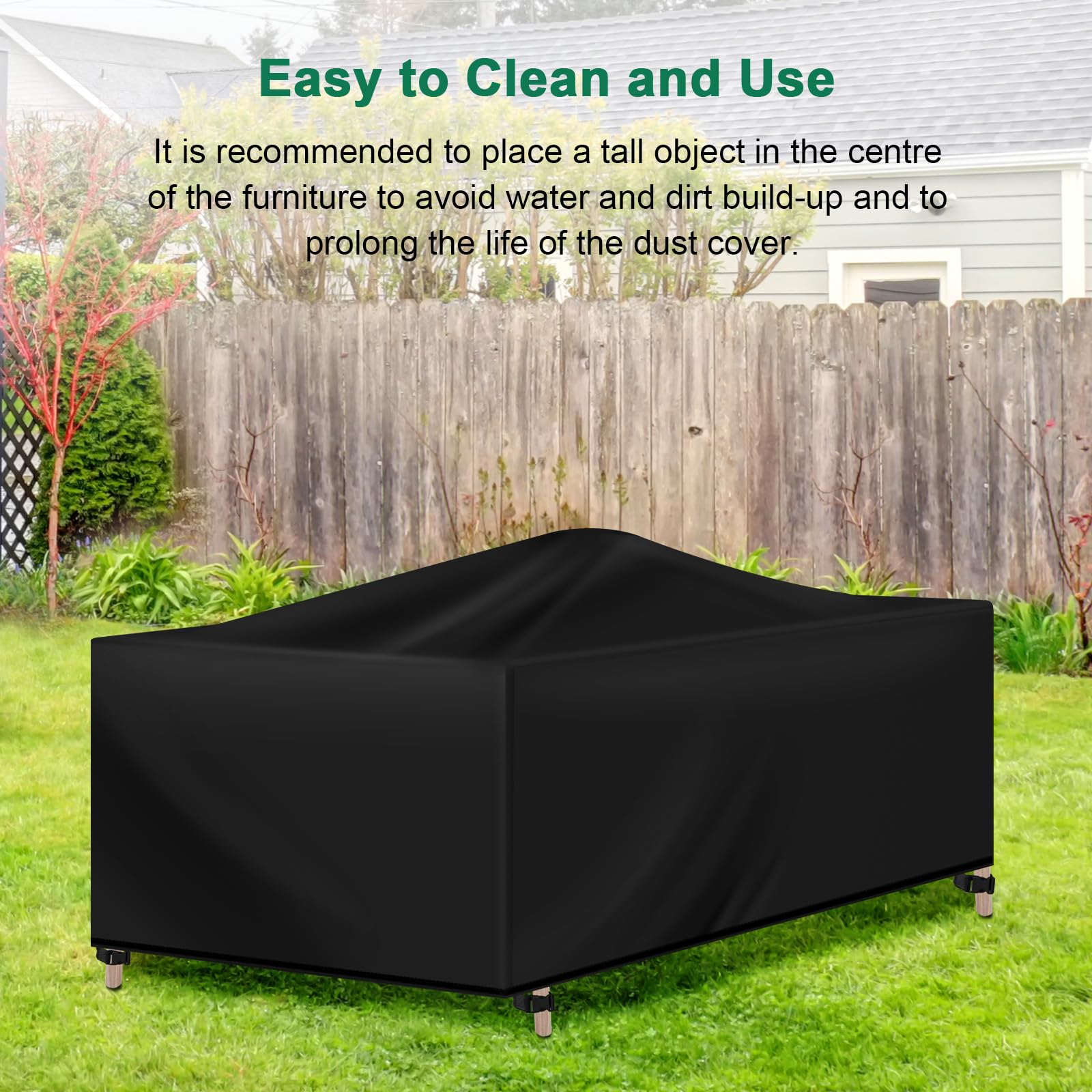 WOLTU Copertura per Mobili da Giardino in Oxford 420D, Telo Copertura da Esterno con Coulisse, Idrorepellente Antivento anti-UV, Copertura per Tavolo e Sedie da Esterno, 250x210x90 cm Nero