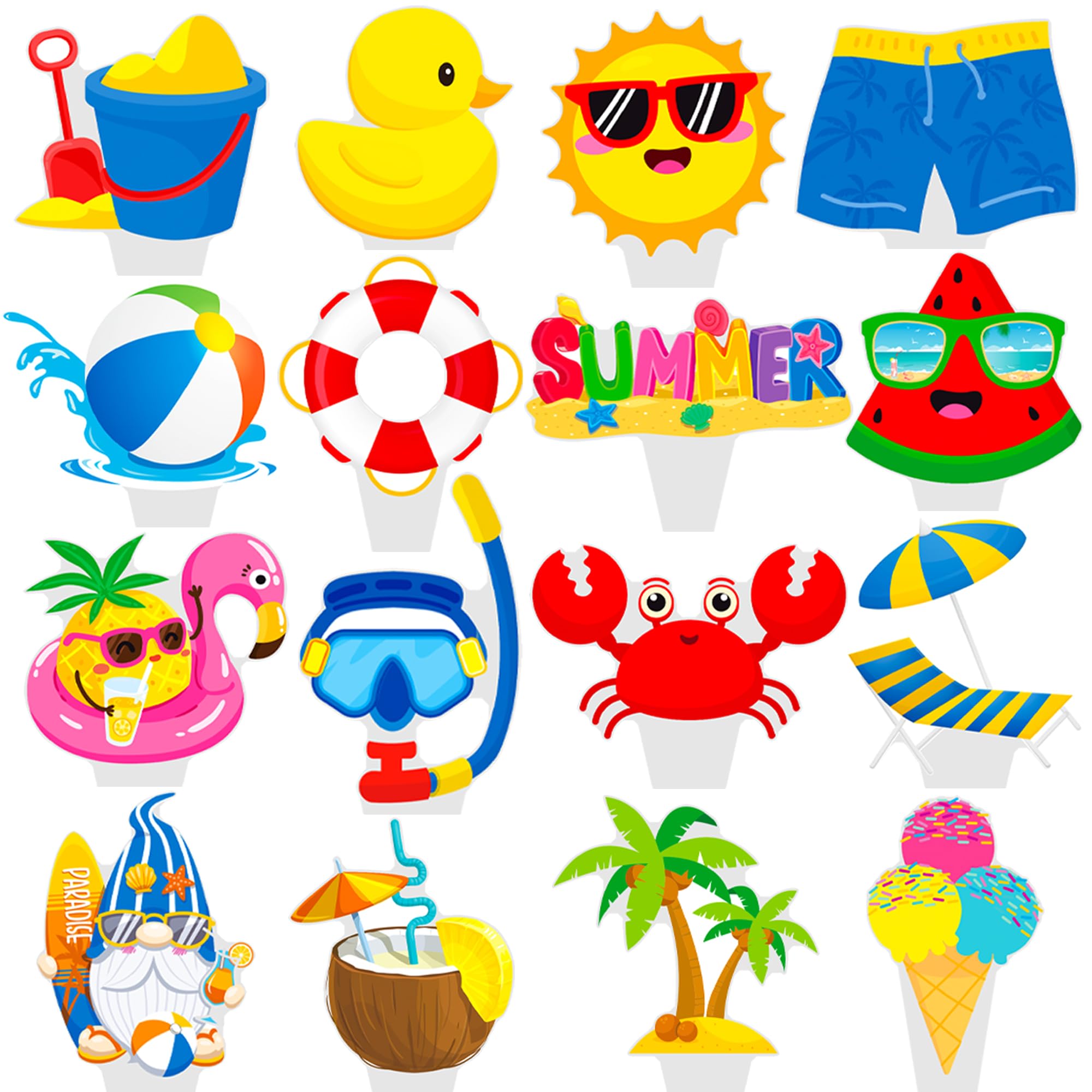 48Pcs Summer Beach Cupcake Toppers Hello Summer Party Decorations Pool Party Hello Birthday Cupcake Picks Cake Topper for Hawaiian Themed Baby Shower Supplies (47)