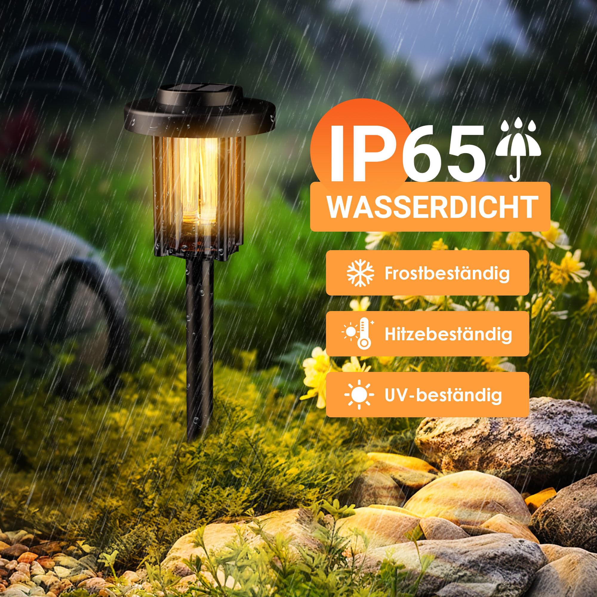 Solpex Solarlampen für Außen, 6 Stück LED Solarleuchten Garten Deko, wasserdichte solarbetriebene Wegbeleuchtung für Garten, Terrasse, Landschaft, Gehweg, Warmweiß