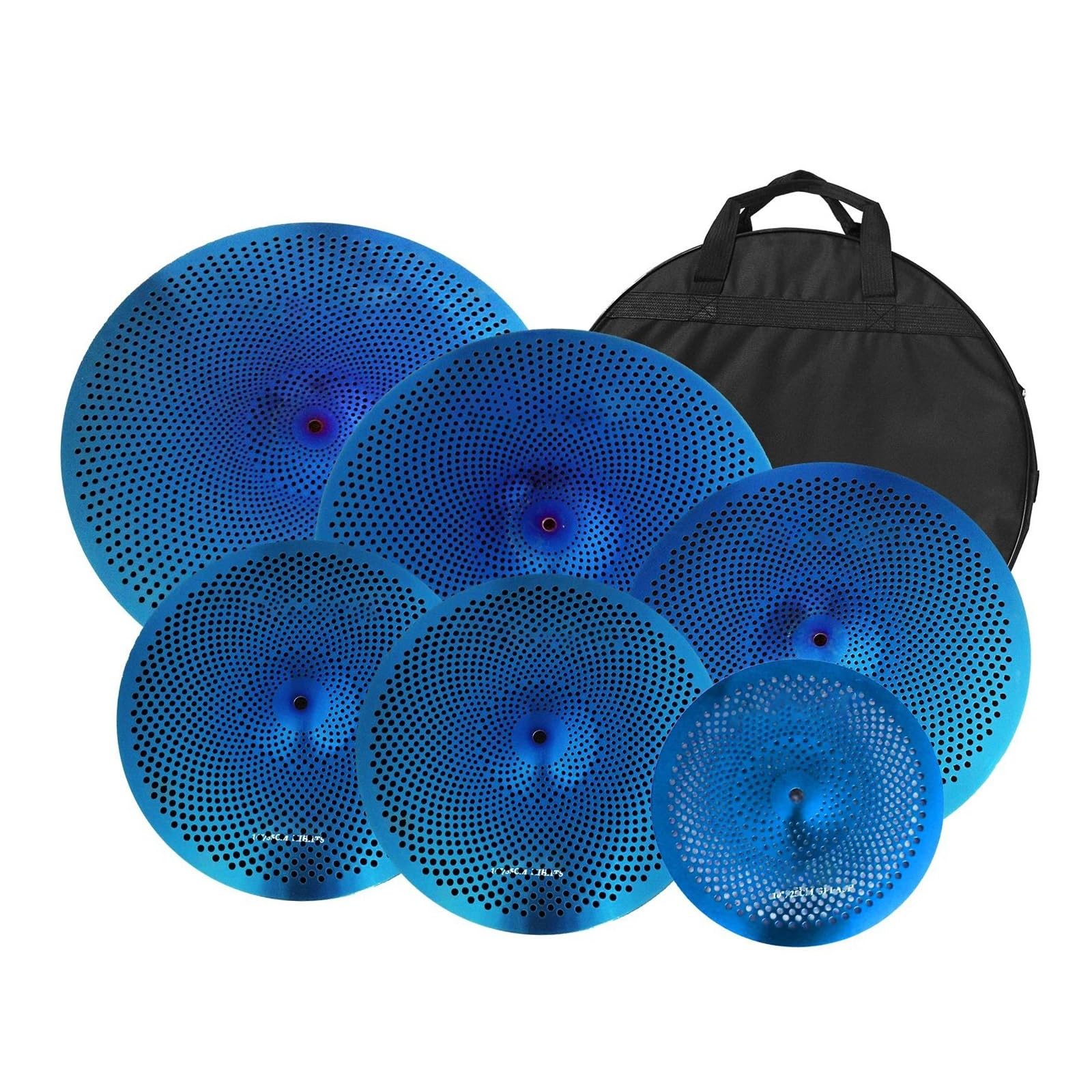Talerz Perkusyjny Wielokolorowy Zestaw Talerzy Mute 10" Splash 14" Hi-Hat 16" Crash 18" Crash 20" Ride Niski Poziom Głośności 6 Sztuk Zestaw Bębnów Do Ćwiczeń(B)