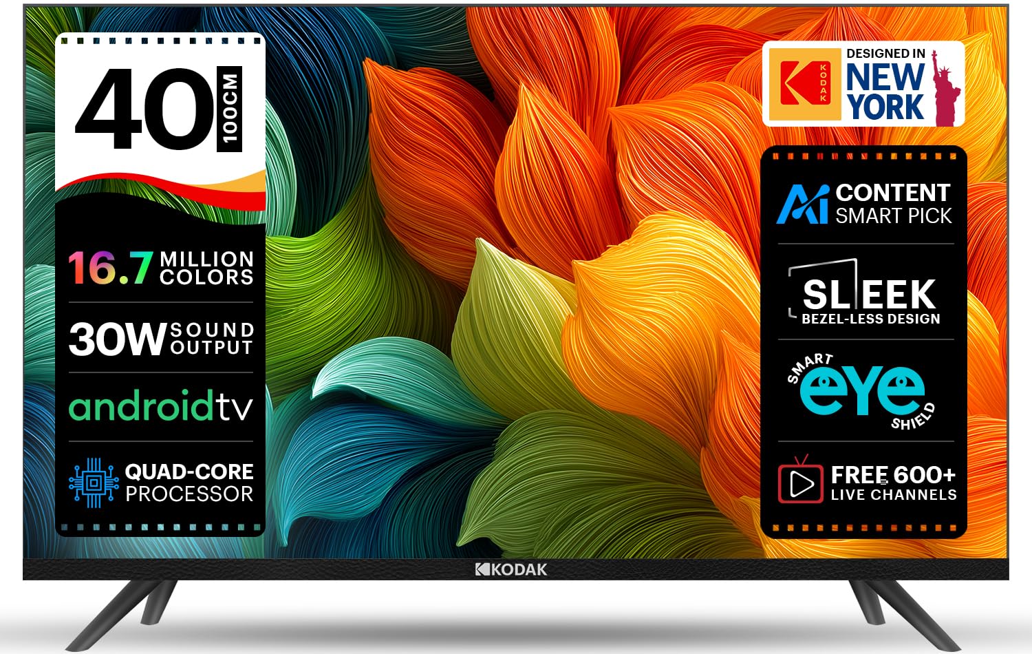 Kodak 100 cm (40 inches) 9XPRO Series Full HD Android LED TV 409X5061 (Black)