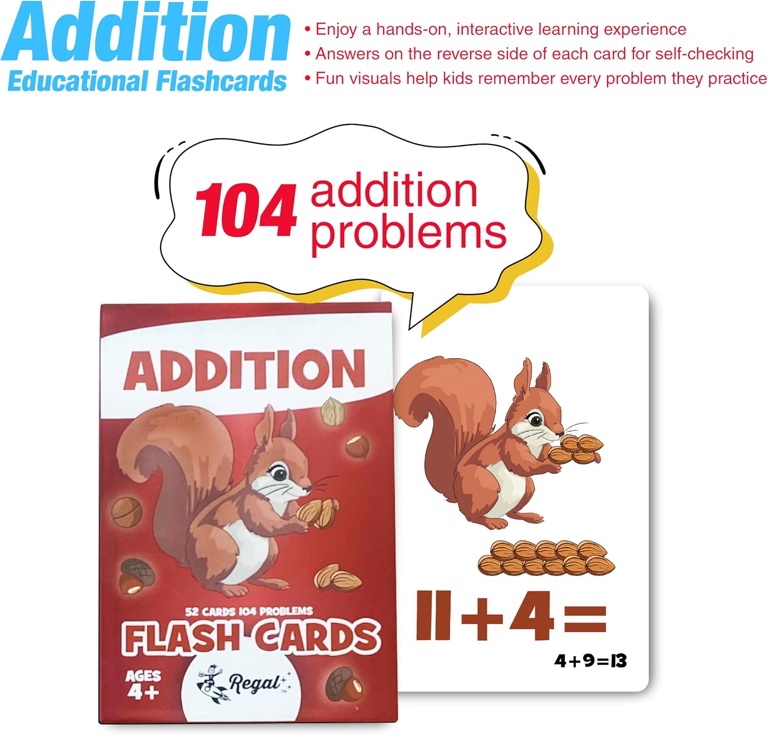 Regal Games Flash Cards for Kids Ages 4+ Math Learning (Addition) image 2