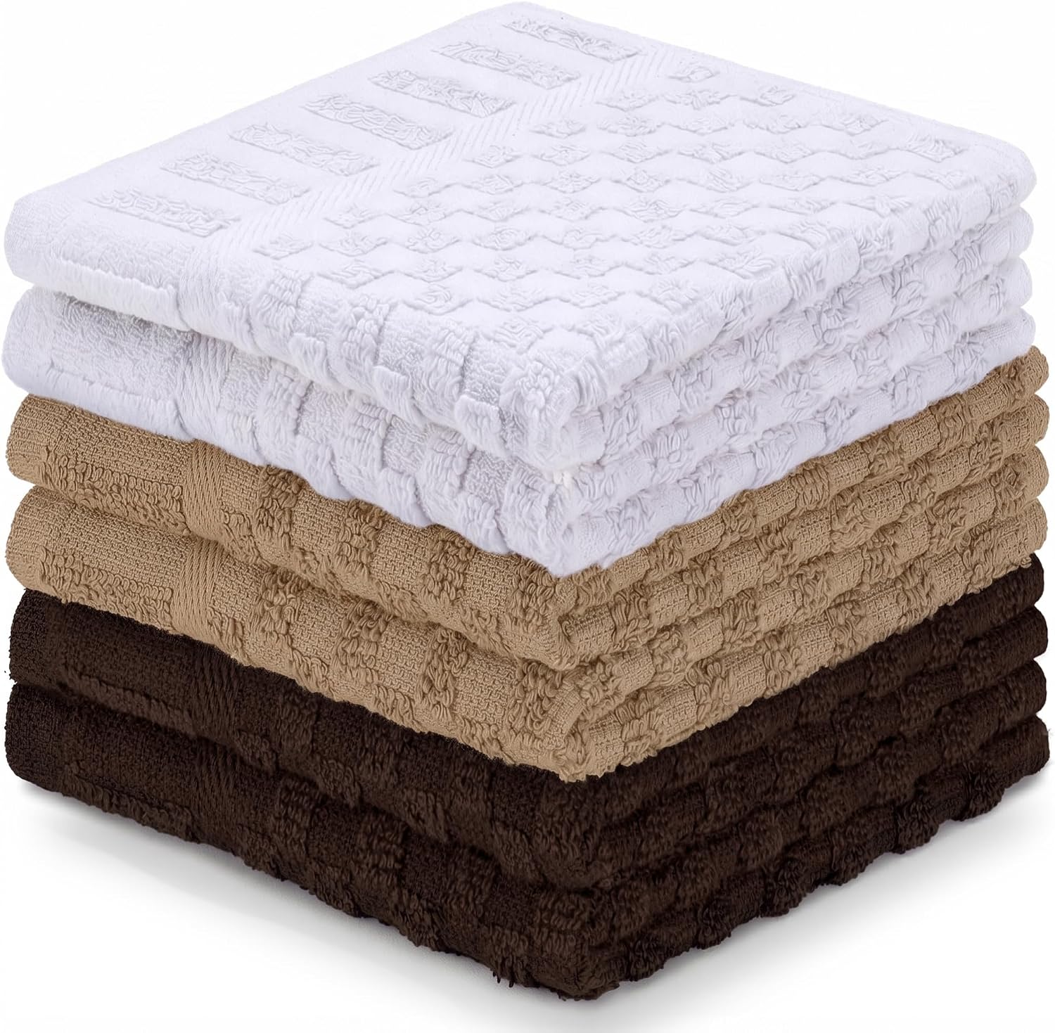 DecorRack 6 Pack 100% Cotton Wash Cloth, Luxurious Soft, 12 x 12 inch Ultra Absorbent Jacquard Towels, Machine Washable Washcloths, Gray Set (6 Pack)