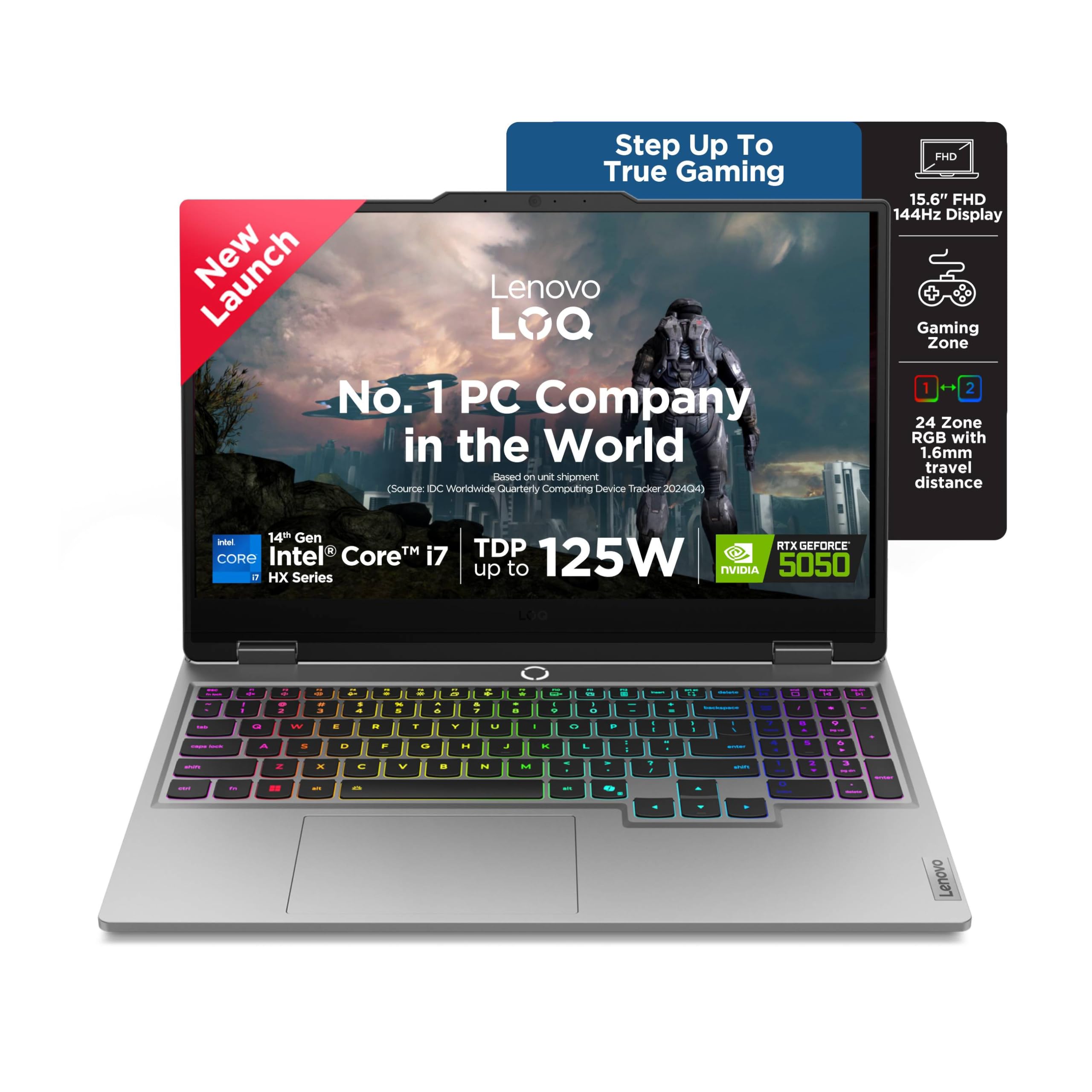 Lenovo LOQ 2025, Intel Core i7-13645HX, 13th Gen, NVIDIA RTX 5050 8GB, 16GB RAM, 1TB SSD, FHD IPS, 15.6" (39.6cm), 144Hz Refresh Rate, Windows 11, Office 24, Grey, 2.4Kg, 83JE019XIN, Gaming Laptop — Amazon image 15