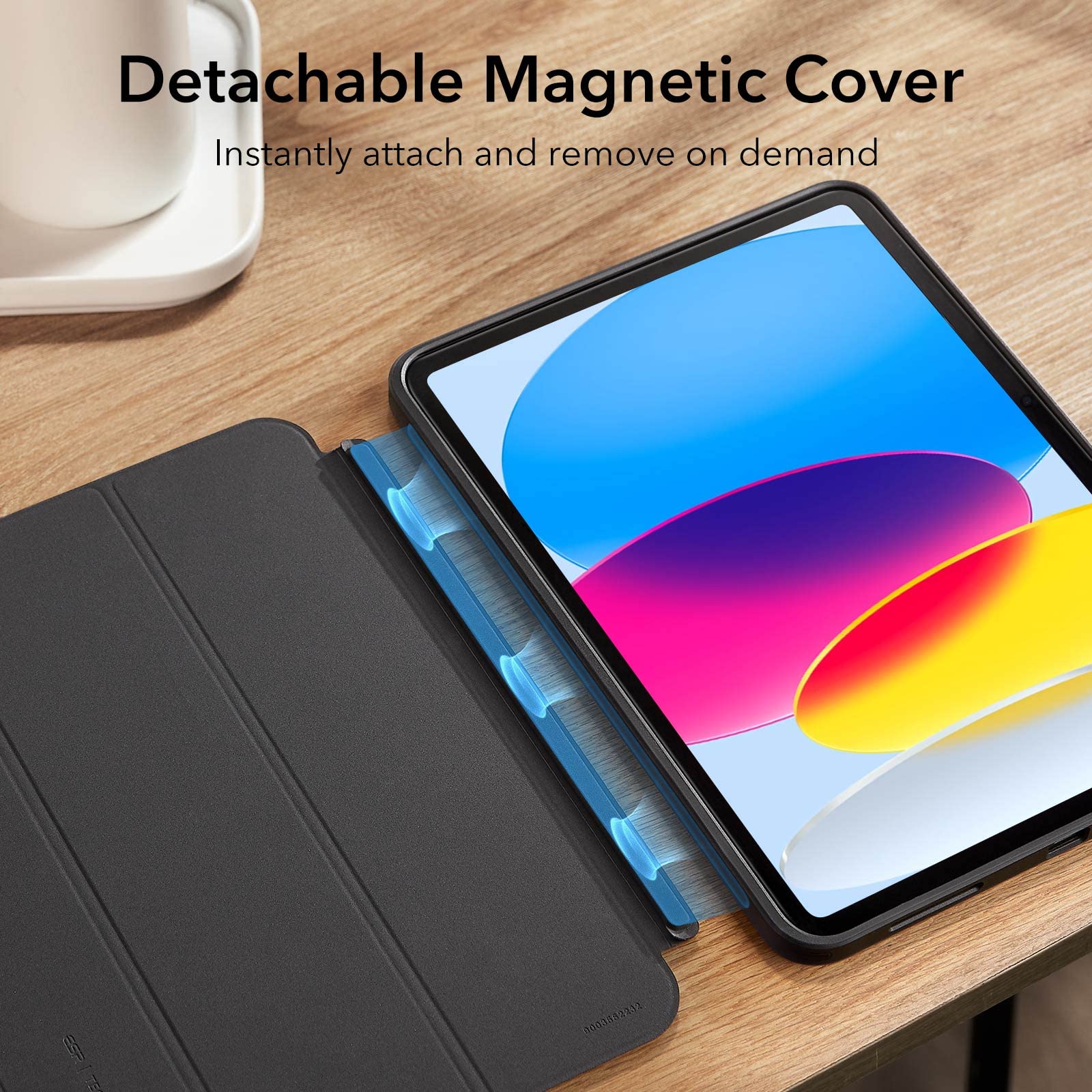 Coque ESR Hybride 3 Volets Pour IPad 11e/10e Génération (2025/2022) - Magnétique Amovible, Protection Choc, Noir Givré