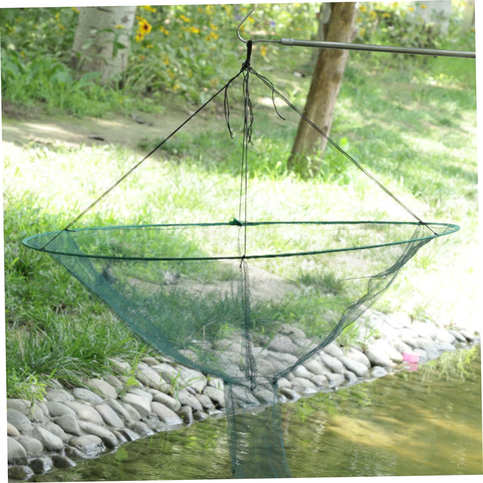 Red de pesca plegable, estructura de doble línea para pesca en muelle, apertura de liberación de peces anudable, ideal para la captura de camarones y cangrejos