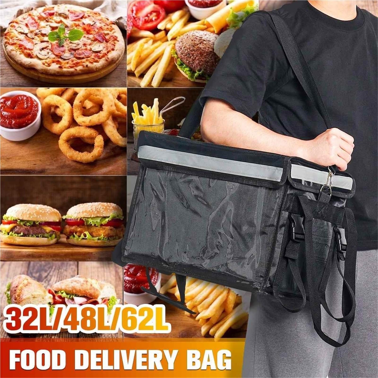 Mochila Delivery，Bolsa Para Llevar Pizzas 3 2L / 48L / 62L Extra Gran Bolsa de refrigerador Coche Paquete de hielo Aislado Almuerzo térmico Pizza Bolsa de Pizza Fresca Combinado Envase Frigorífico Bol