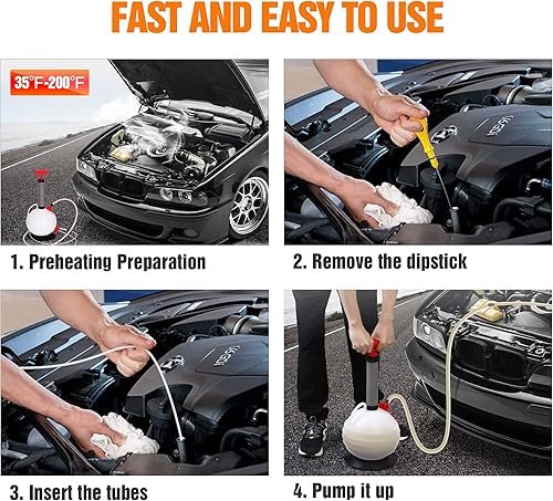 Miniatura 6 de INCLAKE Bomba extractora de aceite, extractor de líquido al vacío de 1.5 galones6L, extractor manual de bomba de aceite para automoción, barcos,