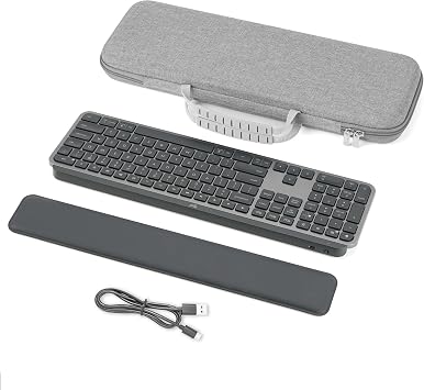 Geekria Keyboard Carrying Case, Compatible with Logitech MX Keys S/MX Keys Advanced, EVA Hard Shell Travel Bag (Light Gray)