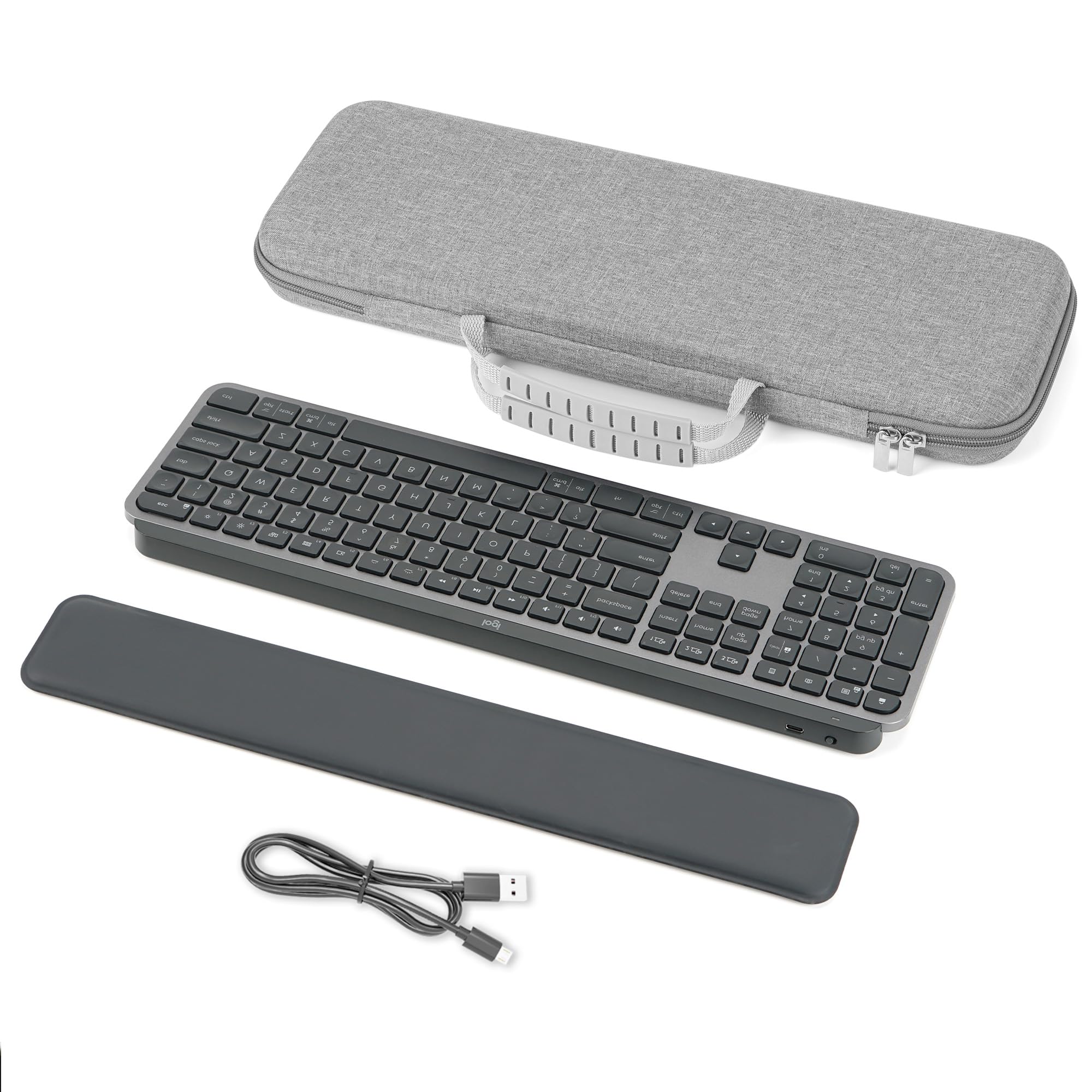 Funda de Transporte para Teclado Geekria, Compatible con Logitech MX Keys S/MX Keys Advanced, Estuche de Viaje rígido EVA (Gris Claro)